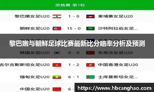 黎巴嫩与朝鲜足球比赛最新比分赔率分析及预测